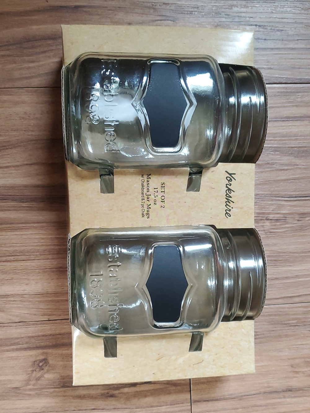 Yorkshire Glass Mason Jar Mugs with Chalkboard Labels - Set of 2